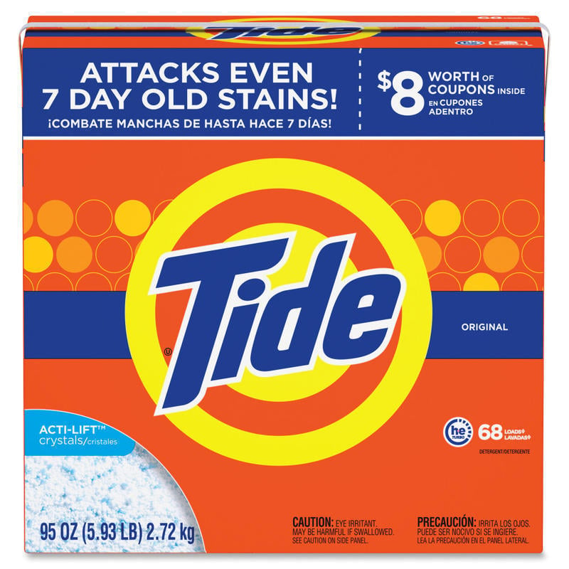 Tide Powder Laundry Detergent - For Clothing, Laundry - Concentrate - 95 oz (5.94 lb) - Original Scent - 3 / Carton - Orange MPN:84997CT