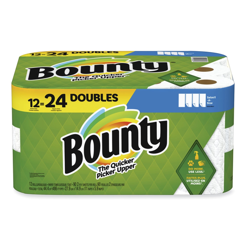 Bounty Select-a-Size Kitchen Roll Paper Towels, 2-Ply, 5.9 x 11, White, 90 Sheets/Double Roll, 12 Rolls/Carton MPN:08664
