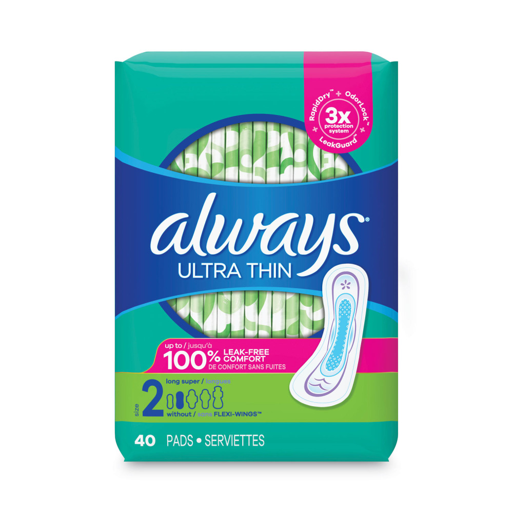 Always, Ultra Thin Pads, Size 2, Super Long, Super Absorbency, 40/Pack MPN:59874PK