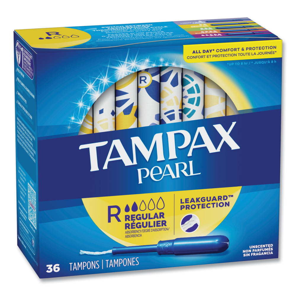 Tampax Pearl Tampons, Regular, 36/Box, 12 Box/Carton MPN:71127