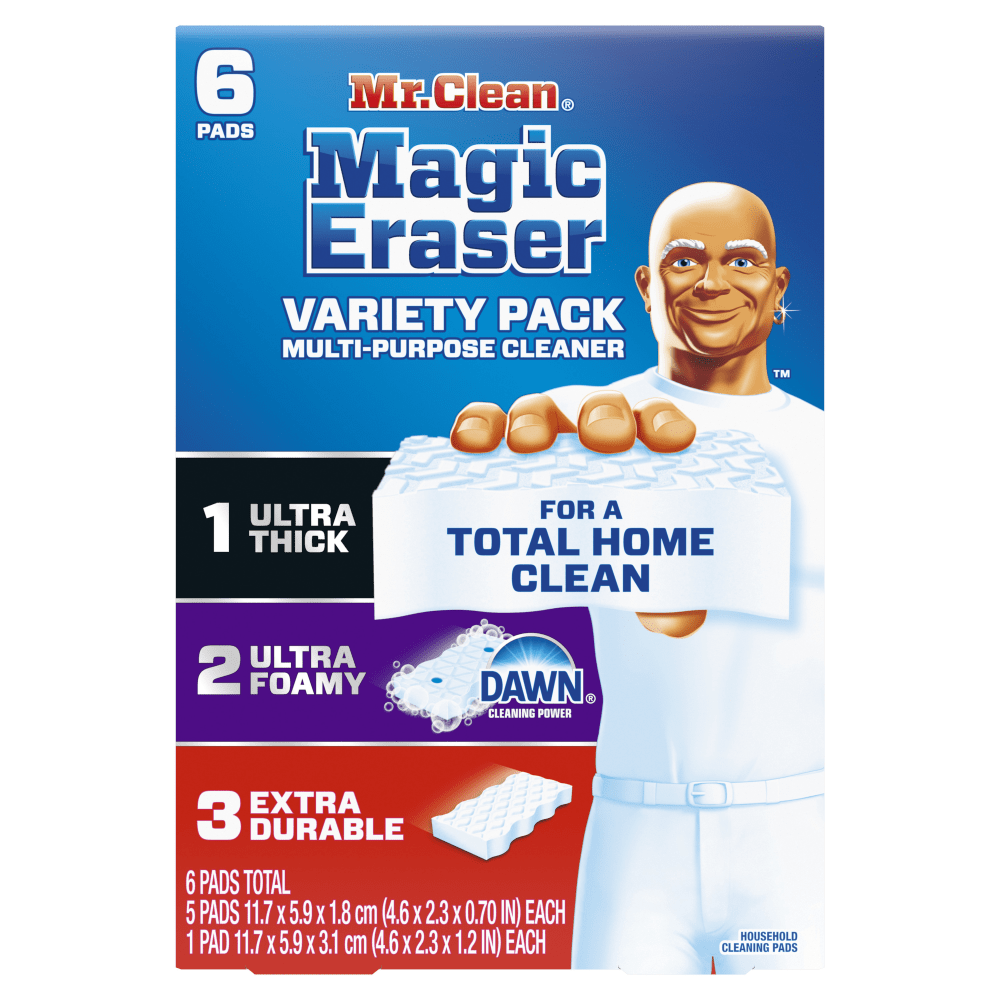 Mr. Clean Magic Eraser Cleaning Pads Variety Pack, 4-5/8in x 2-5/16in, Pack Of 6 Pads MPN:3077212396