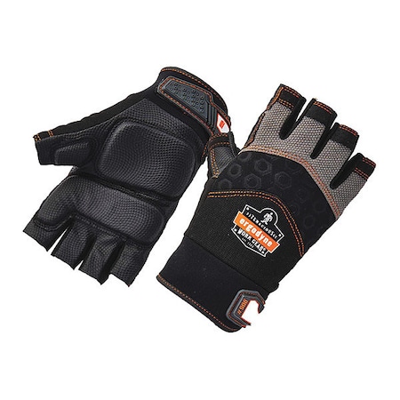 Half Finger Mechanics Impact Gloves, XL, Black, Breathable Spandex MPN:900