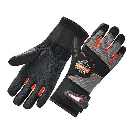 Gloves, Anti-Vibe, Wrist Supprt, Blk, M, PR MPN:9012
