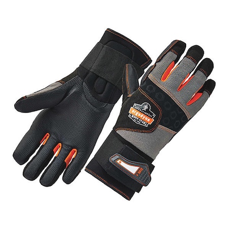 Gloves, Anti-Vibe, Wrist Supprt, Blk, L, PR MPN:9012