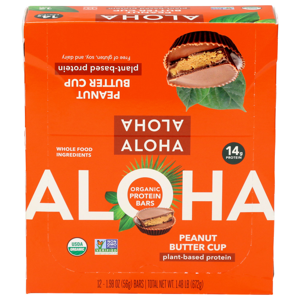Aloha Plant Protein Bars, Organic Peanut Butter Cup, 1.98 Oz, Total Qty 12 MPN:10110
