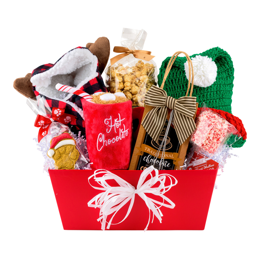 Napa Sonoma Holiday Hats and Hot Cocoa Dog Gift Basket - 7 items MPN:26-709