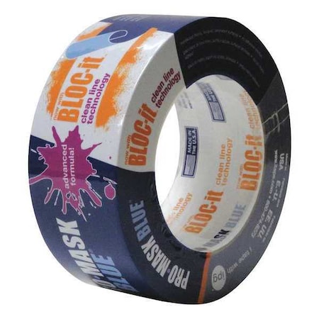 Masking Tape, Blue, 18MMx54.8M, PK48, 18mm W x 54.8m L, 5.5 mil Thick, Blue, Synthetic Rubber Adhesive MPN:PT14