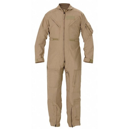 Flight Suit, Nomex®, 4.5 oz Fabric Weight, 33 1/4 in Inseam, Air Force Tan, 52 Long MPN:F51154622152L
