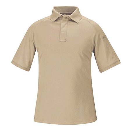 Tactical Polo Shirt, 100% Polyester Double Pique Knit, Button, 1 Pocket(s), Tan, M MPN:F53220A226M