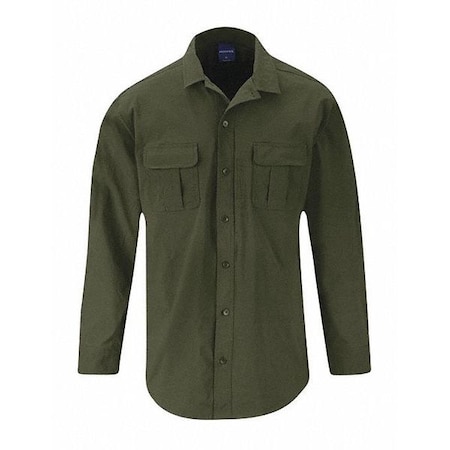 Tactical Shirt, 6% Spandex, 94% Nylon, Button, 4 Pocket(s), Olive Green, L MPN:F53463C330L2