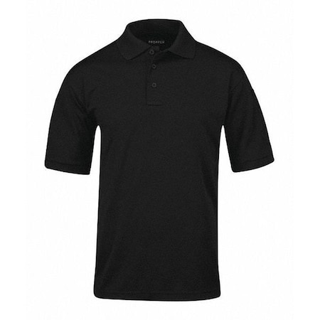 Men's Uniform Polo, 100% Polyester Pique, 3 Button, 1 Pen Pocket(s), Black, S MPN:F53554C001S