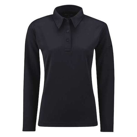 Tactical Polo Shirt, 6% Spandex, 94% Polyester, Button, No Pocket(s), Navy, M MPN:F535772450M