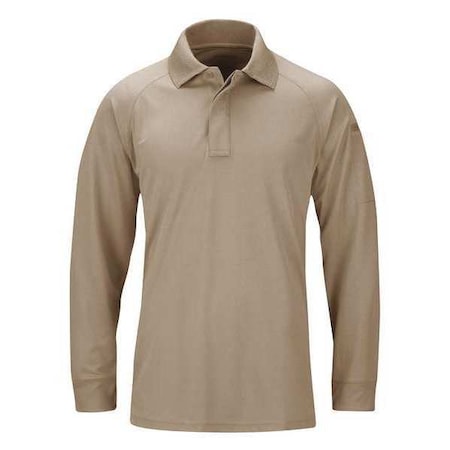 Tactical Polo Shirt, 100% Polyester, Pullover, No Pocket(s), Tan, M MPN:F53620A226M