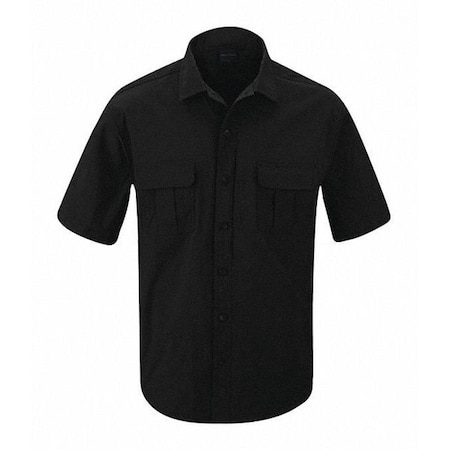 Short Sleeve Tactical Shirt, 6% Spandex, 94% Nylon, Button, 4 Pocket(s), Black, L MPN:F53743C001L