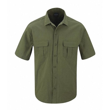 Short Sleeve Tactical Shirt, 6% Spandex, 94% Nylon, Button, 4 Pocket(s), Olive Green, XL MPN:F53743C330XL