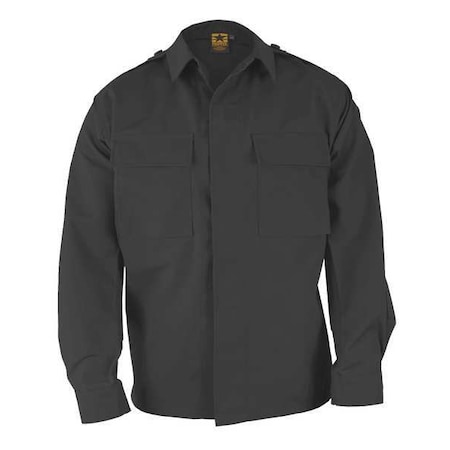 Long Sleeve BDU Shirt, 35% Ripstop, 65% Poly Cotton, Button, 2 Pocket(s), Black, L MPN:F545238001L3
