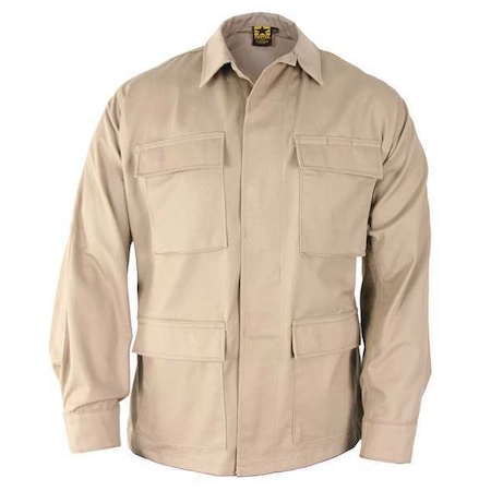 Coat, 65% Polyester/35% Cotton Ripstop, Button, Khaki, L/M MPN:F545438250M3