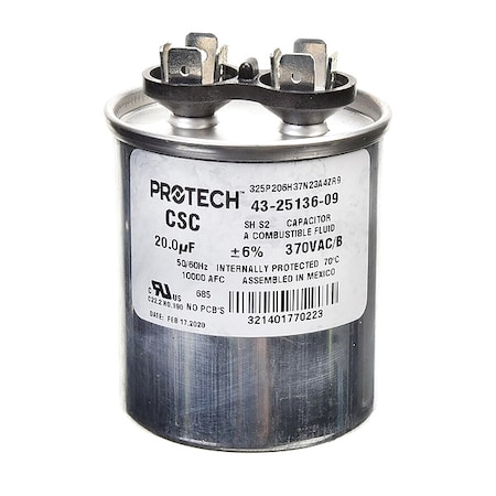 Motor Dual Run Capacitor, 370V AC MPN:43-25136-09