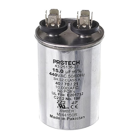 Motor Single Run Capacitor, 440V AC MPN:43-25136-27