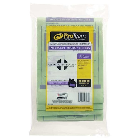 Intercept Micro Filter Bag, Fits ProGuard Wet/Dry 4 gal 3/PK MPN:107182
