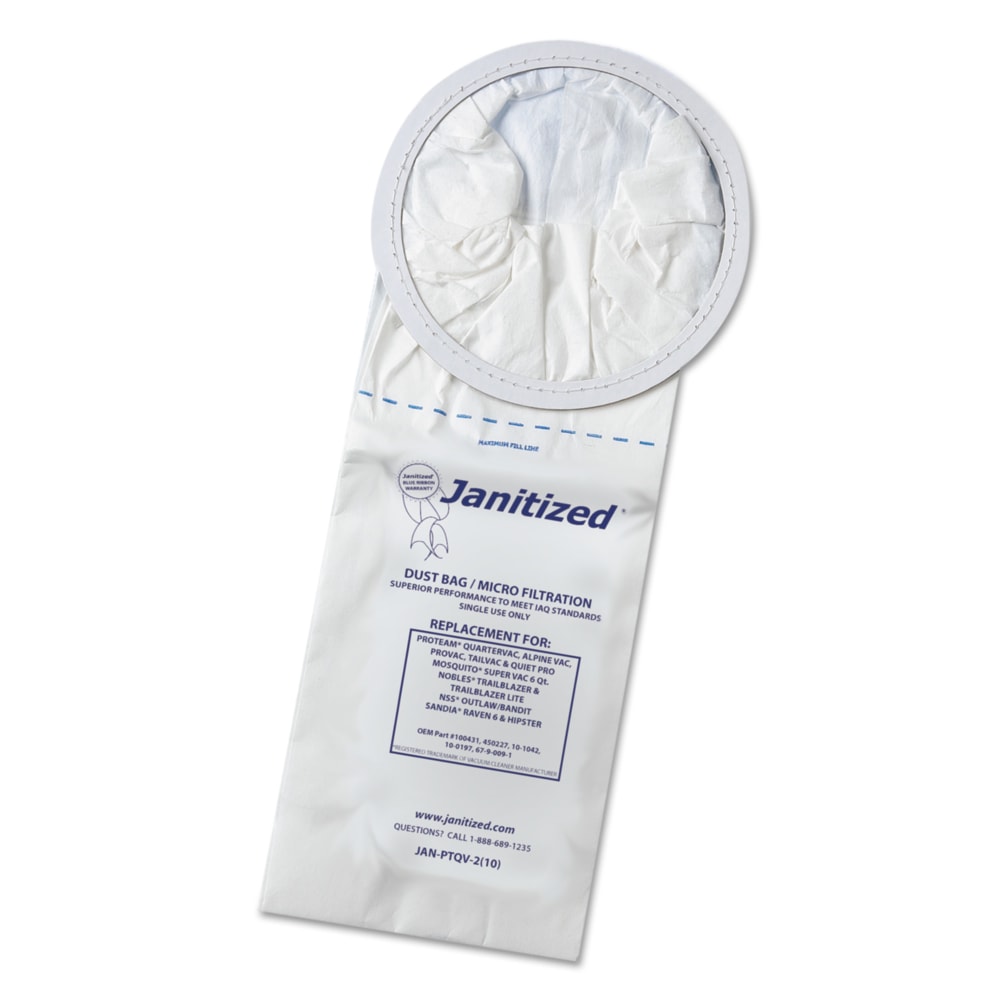 Vacuum Filter Bags Designed to Fit ProTeam 6 Qt. QuarterVac, White, Pack Of 100 Bags MPN:APCJANPTQV2