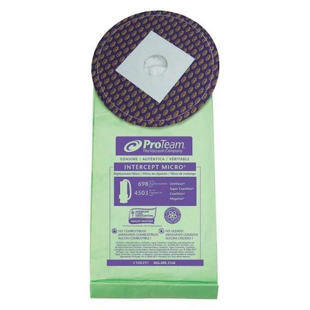 Vacuum Bag, Dry, Intercept Micro Filter, 10 PK MPN:100291