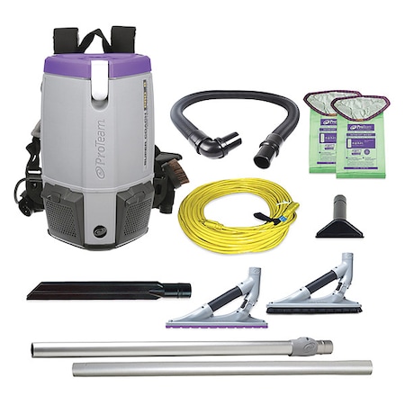Super Coach Pro 6, 6 qt. Backpack Vacuum w/ ProBlade Hard Surface & Carpet Tool Kit MPN:107535