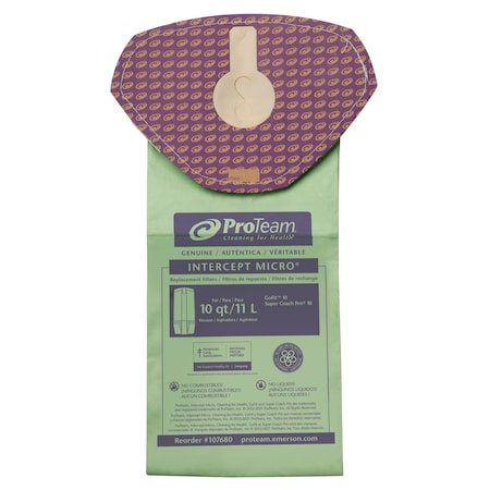 10 Qt. Intercept Micro Filter, Closed Collar, for Super Coach Pro 10 Vacs, 10PK MPN:107680