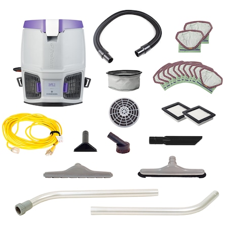GoFit 3, 3 qt. Backpack Vacuum w/ Straight Hose Cuffs and Restaurant Tool Kit MPN:107726