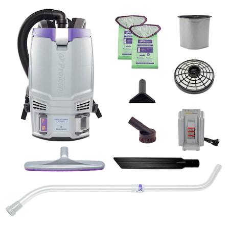 GoFit 6 Cordless 8Ah, 6 qt. Backpack Vacuum w/ Xover Multi-Surface Telescoping Wand Tool Kit MPN:107786