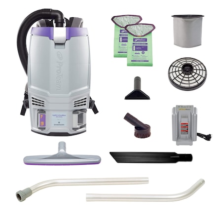 GoFit 6 Cordless 8Ah, 6 qt. Backpack Vacuum w/ Xover Multi-Surface Two-Piece Wand Tool Kit MPN:107787
