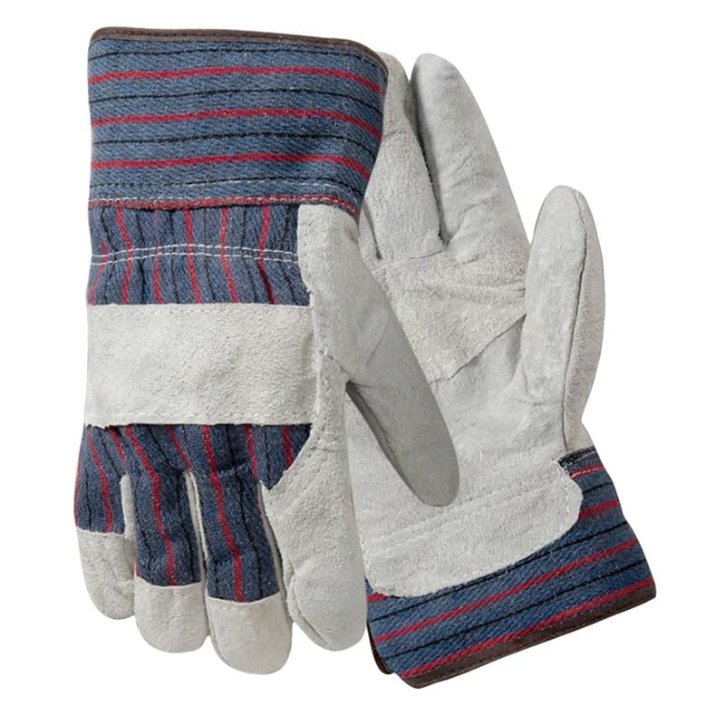 R3 Safety Large Leather Palm Gloves, Gray/Blue/Red (Min Order Qty 10) MPN:847532L