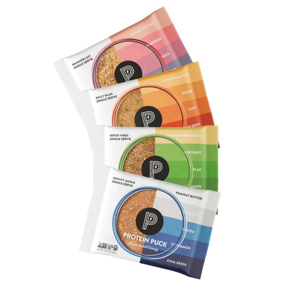 Protein Puck, Variety Pack 4 each -Wanderlust, Daily Bliss, Good Vibes, Mighty Moxie - 16-2.25 oz MPN:PP-225-IN
