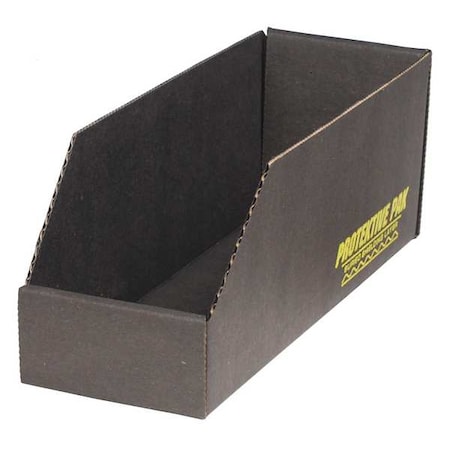 Corrugated Shelf Bin, Cardboard, 8 in W, 4 1/2 in H, Black MPN:37109