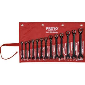 Proto JSCVM-13S 13 Piece Black Chrome Reversible Combination Ratcheting Wrench Set - Spline JSCVM-13S