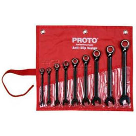 Proto JSCVT-9S 9 Piece Full Polish Combination Reversible Ratcheting Wrench Set - 12 Point JSCVT-9S