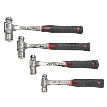 Anti-Vibe 4-Piece Ball Pein Hammer Set, 8-24 oz. Head Weight, Slip Resistant Grip, PK4 MPN:J1304AVPS