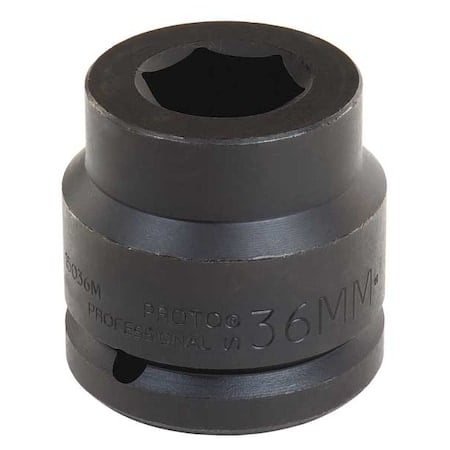 1 1/2 in Drive Impact Socket 36 mm Size 6 pt Standard Depth, Black Oxide MPN:J15036M
