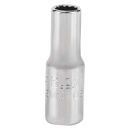 1/4 in Drive, 5.5mm Triple Square Metric, Socket, 12 Points, Steel, Chrome, 5.5 mm MPN:J47055MN