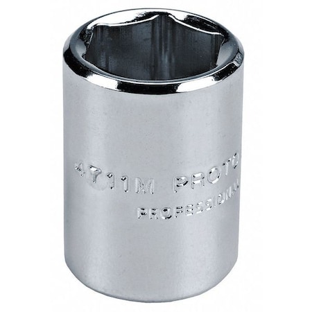 1/4 in Drive, 9mm Hex Metric Socket, 6 Points, Steel, Chrome, 9 mm MPN:J4709M