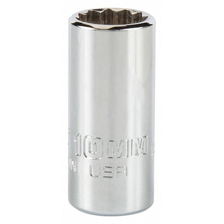 1/4 in Drive, Triple Square Metric Socket, 12 Points, Steel, Chrome, 10 mm MPN:J4710MN