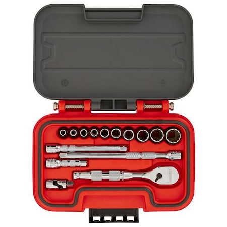 1/4 in Drive Socket Set SAE 15 Pieces 3/16 in to 9/16 in, Chrome MPN:J47115AS
