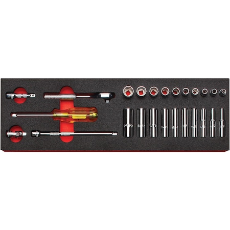 1/4 in Drive Socket Sets SAE 25 Pieces 3/16 to 9/16 in, Polished MPN:J47116KV