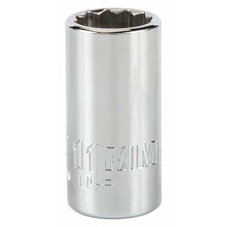 1/4 in Drive, Triple Square Metric Socket, 12 Points, Steel, Chrome, 11 mm MPN:J4711MN