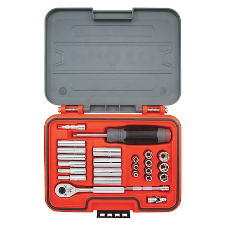 1/4 in Drive Socket Set SAE 25 Pieces 3/16 in to 9/16 in, Chrome, J47125S MPN:J47125S