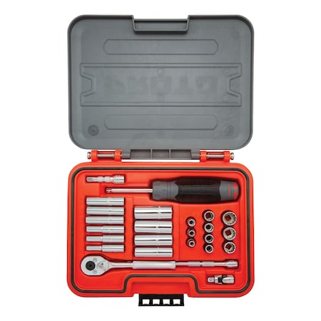 1/4 in Drive Socket Set SAE 25 Pieces 3/16 in to 9/16 in, Chrome, J47125T MPN:J47125T