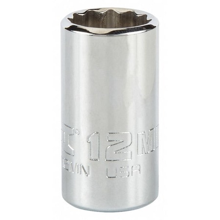 1/4 in Drive, Triple Square Metric Socket, 12 Points, Steel, Chrome, 12 mm MPN:J4712MN