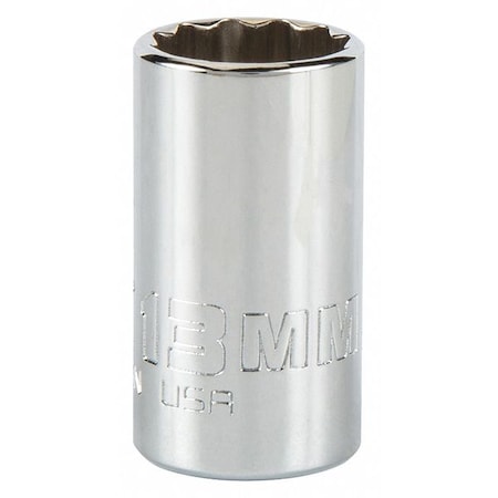 1/4 in Drive, Triple Square Metric Socket, 12 Points, Steel, Chrome, 13 mm MPN:J4713MN