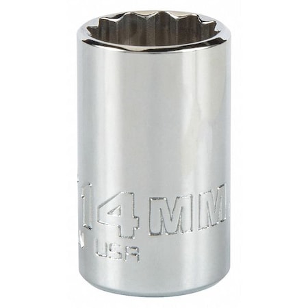 1/4 in Drive, Triple Square Metric Socket, 12 Points, Steel, Chrome, 14 mm MPN:J4714MN