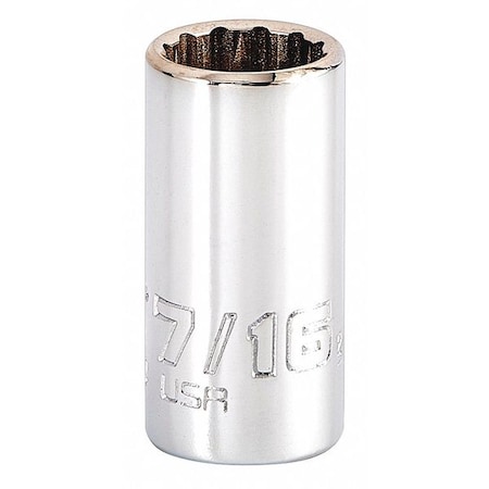 1/4 in Drive, Triple Square SAE Socket, 12 Points, Steel, Chrome, 7/16 in MPN:J4714N